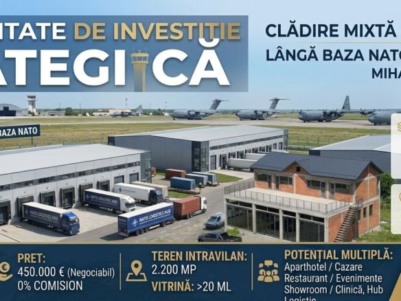 OPORTUNITATE DE INVESTIȚIE STRATEGICĂ – Clădire Mixtă 800 mp lângă Baza NATO