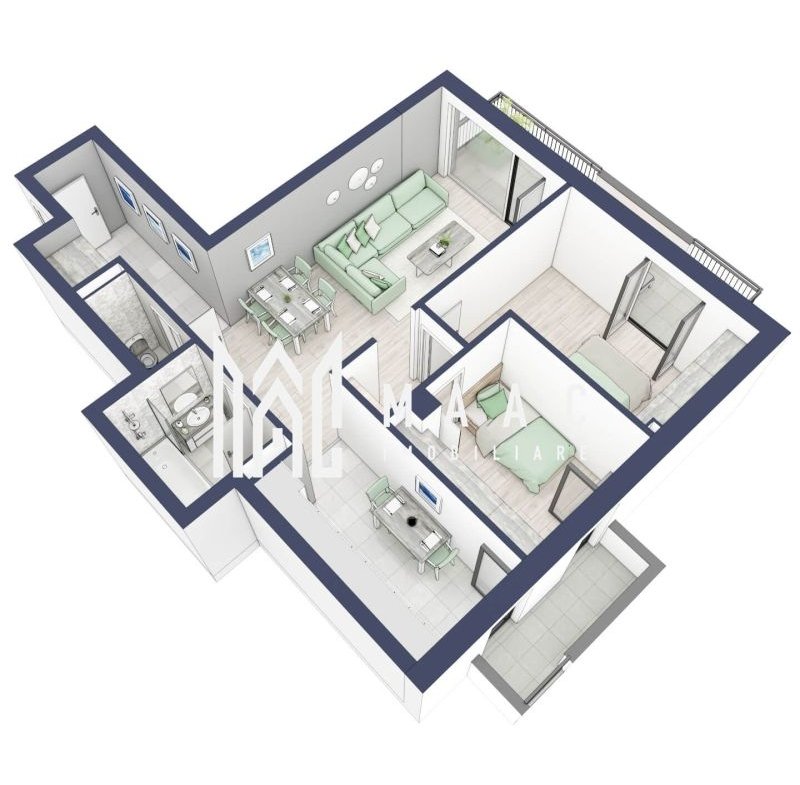 Apartament 3 camere | Balcoane 15.1 mp | Etaj 1 | Turnisor