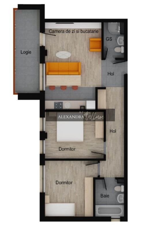 f4bf9b84146741f88fe74b8d213e2901 Apartament 3 camere, 2 bai, etaj intermediar, balcon, garaj, boxa