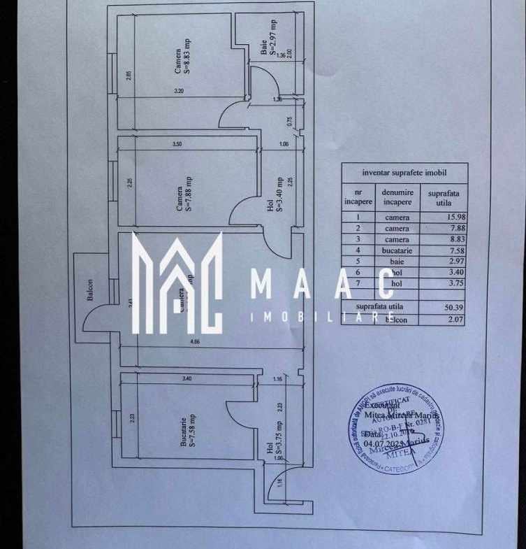 Apartament 3 camere | Bucatarie Separata | Balcon închis | Cedonia