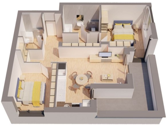 Penthouse NOU 3 camere – ARED LANGA AFI – direct de la dezvoltator