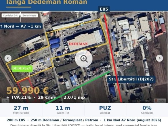 Teren industrial & comercial lângă Dedeman Roman! 📢