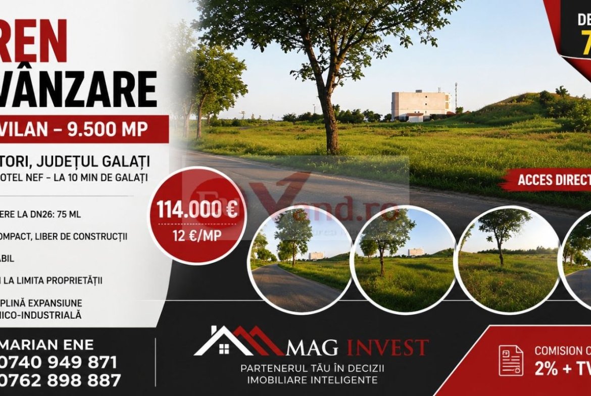 Vânzare teren intravilan – 9.500 mp, DN26 – Tulucesti
