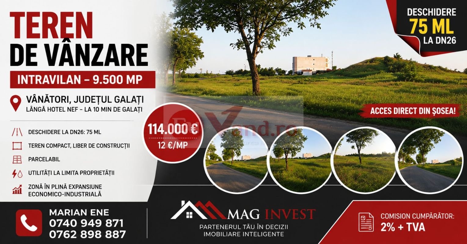 Vânzare teren intravilan – 9.500 mp, DN26 – Tulucesti