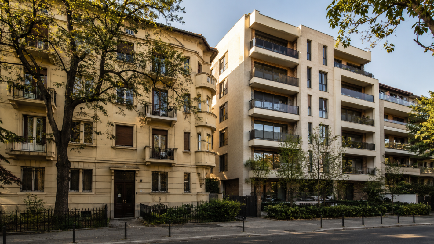 Comparație între o clădire cu apartamente vechi și un bloc rezidențial nou