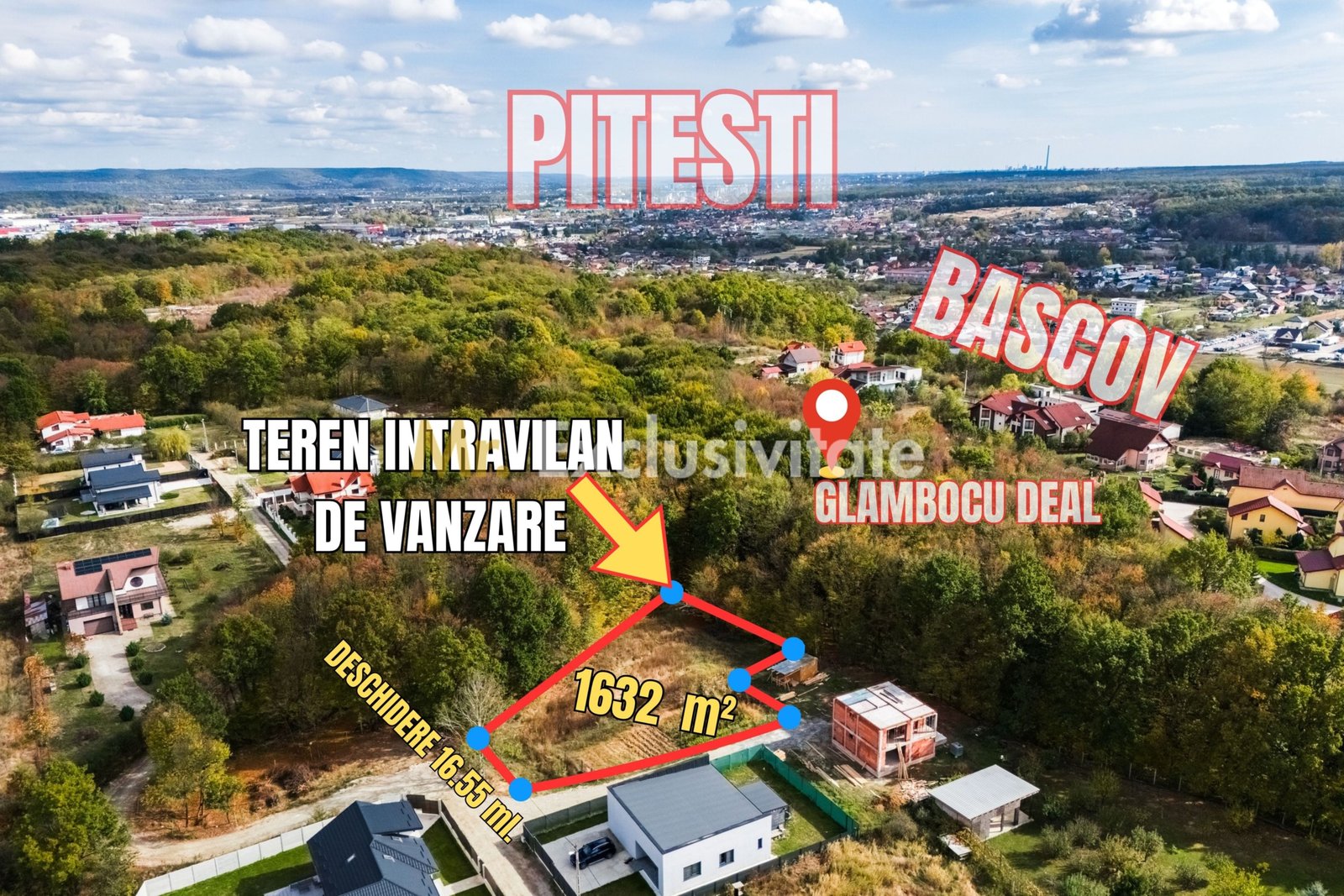 Teren de vanzare Bascov-Glamboc Deal, langa padure, toate utilitățile