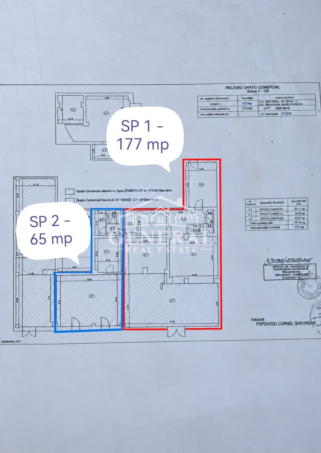 SPATIU de vanzare / inchiriere 177/242m2 pe Bd Decebal Baia Mare