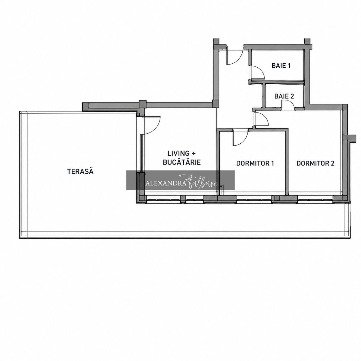 Apartament 3 camere, 2 bai, 63 mp+ terasa 60 mp, garaj.