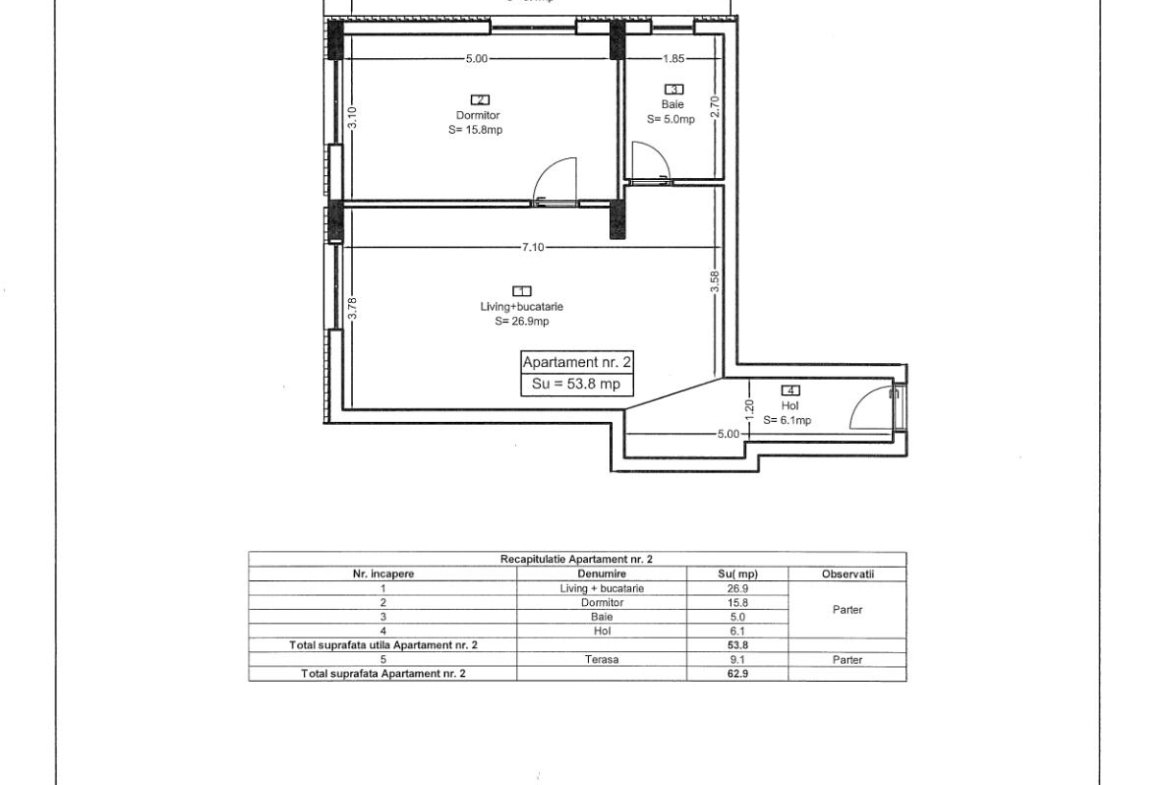 Ap 02 Teilor Residence – 2 camere FINISAT