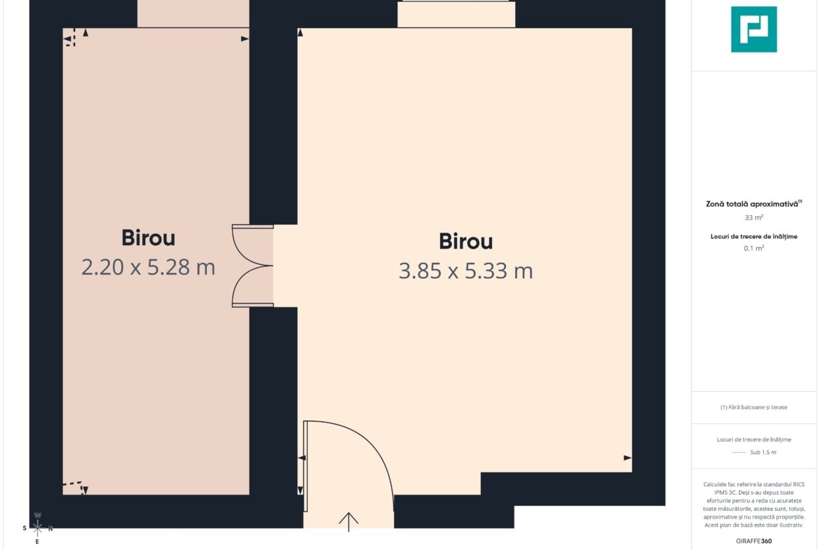 Spațiu de birouri cu 2 camere | Zonă Centrală