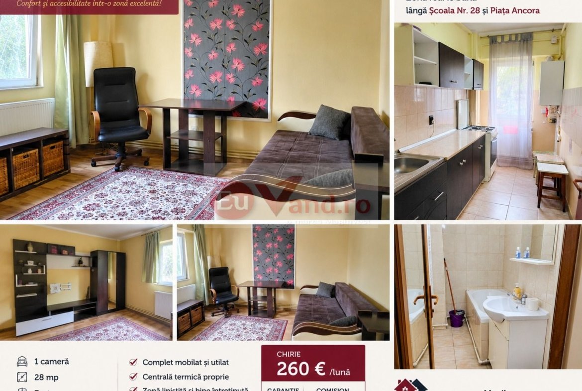 De inchiriat apartament cu o camera, parter, Mazepa 1, 280 euro