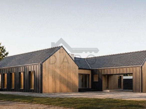 Casa individuala superba, cu arhitectura scandinava, moderna – langa padure, teren generos