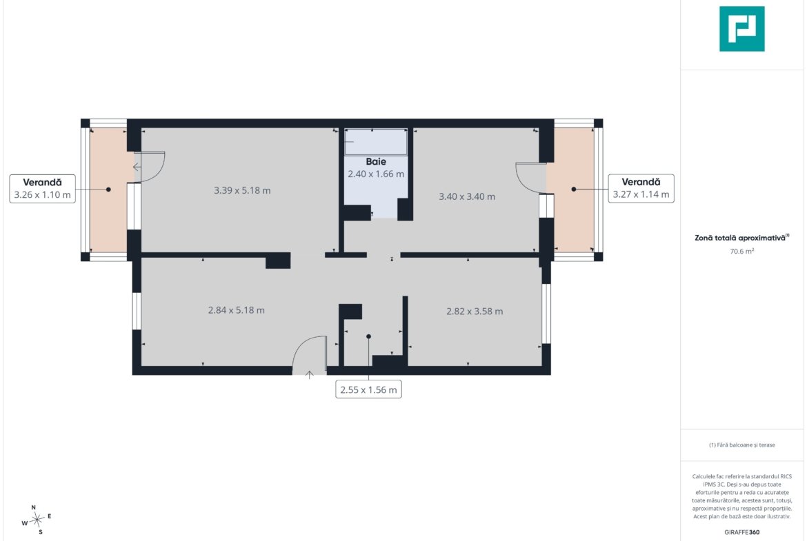 Apartament 3 camere, 64 mp, Str Lisabonei