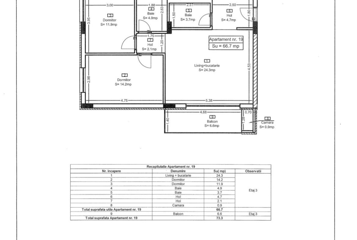 Ap 19 Teilor Residence – 3 camere Finisat