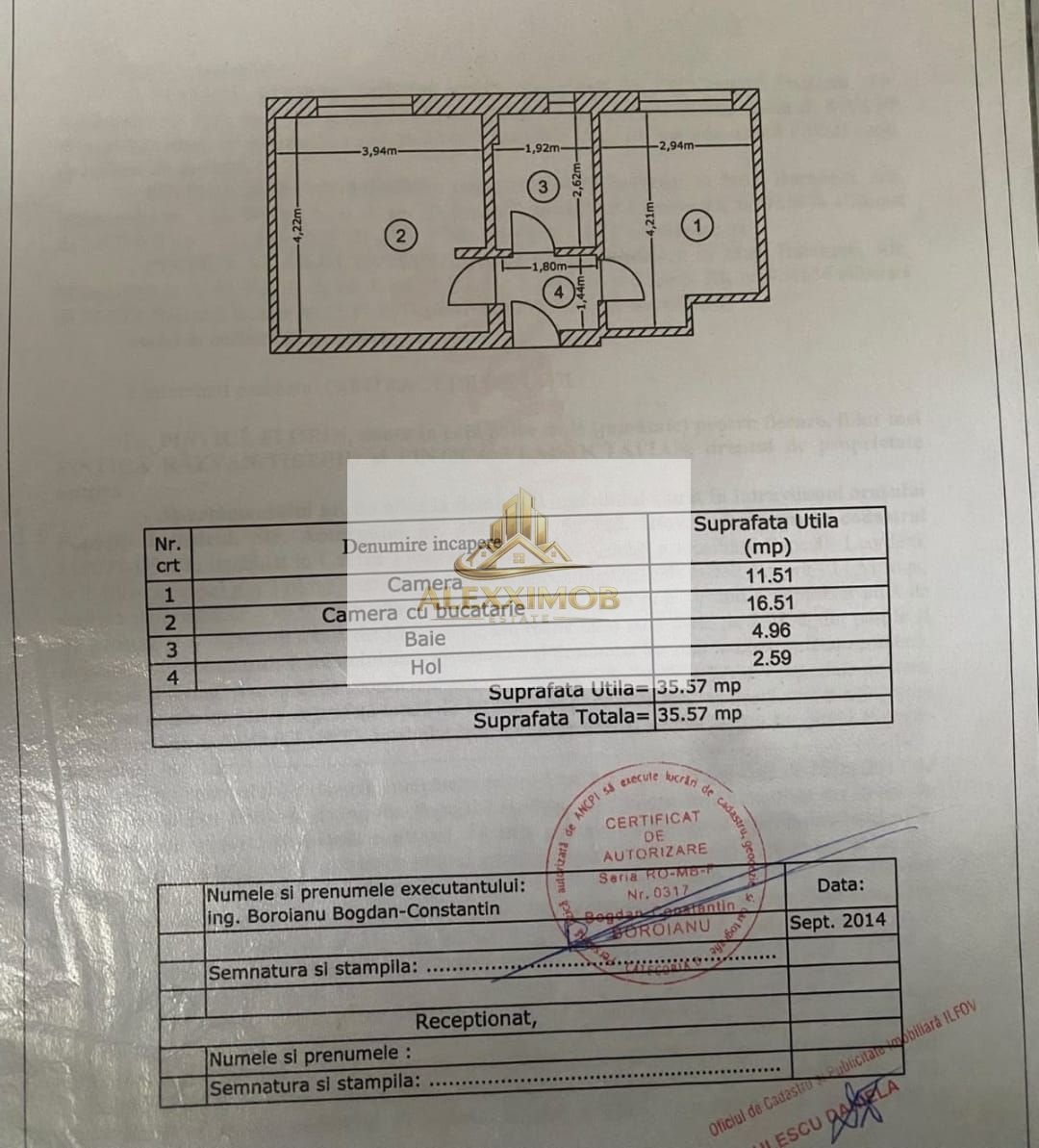 Apartament de Vanzare – 2 Camere – 36 mp -Popesti Leordeni