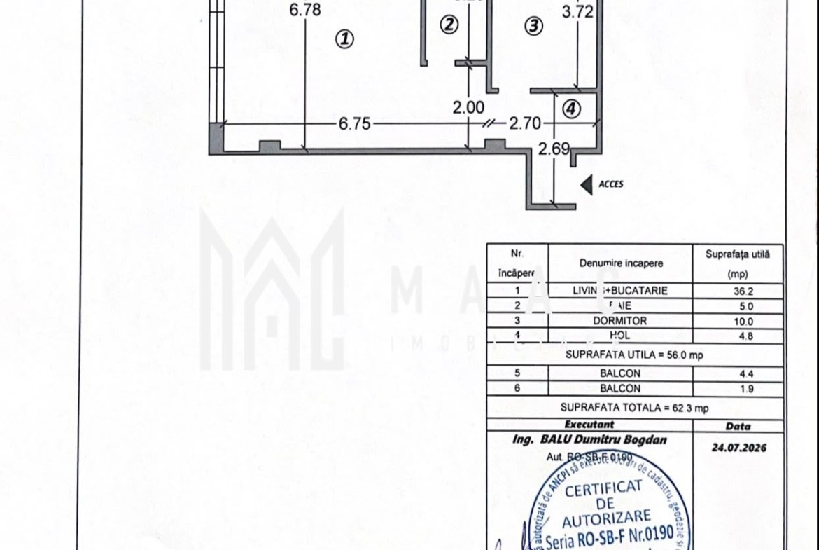 Apartament 2 camere de vânzare | 2 balcoane | Lift | Parcare | D.Stanca