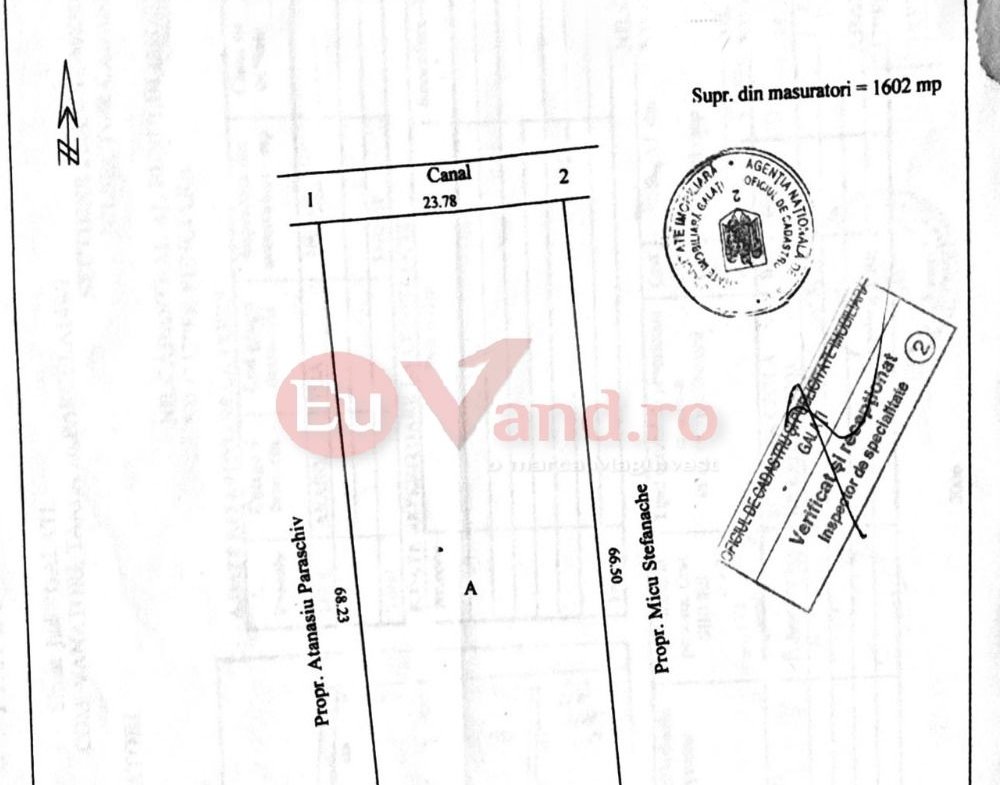 De vanzare 1600 mp. teren extravilan, com. Vanatori, 21E/mp