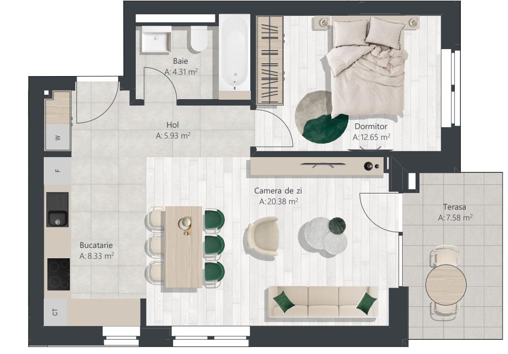 Apartament nou cu 2 camere | Denya Forest