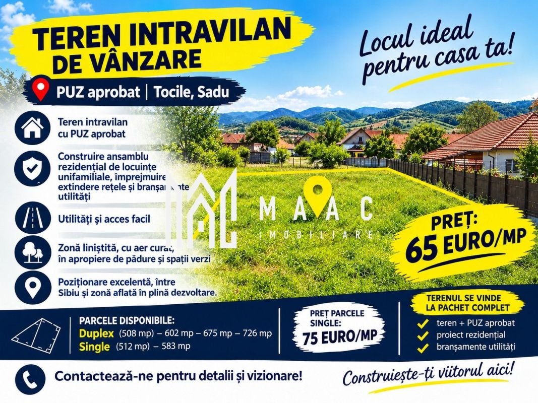 8eddf1d1ef624c72a309808259804949 Teren intravilan parcelat cu PUZ aprobat | Tocile, Sadu