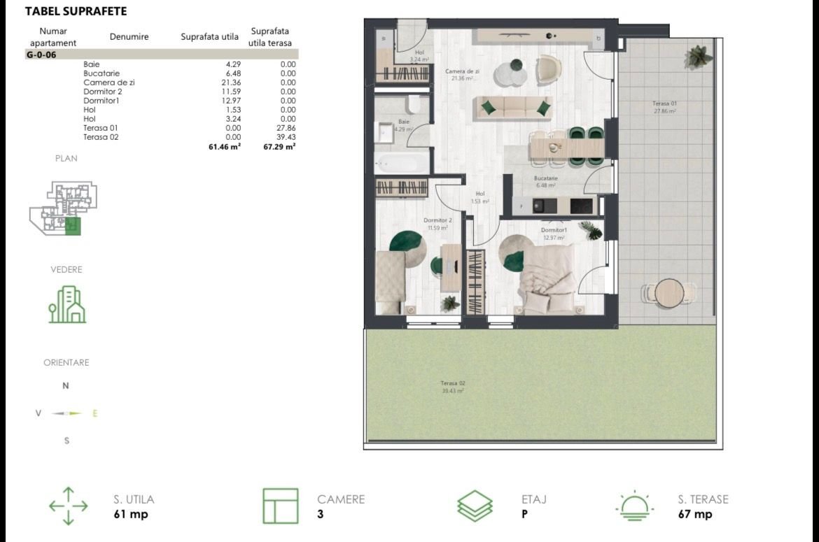 COM 0% Apartament nou cu 3 camere si gradina | Denya Forest
