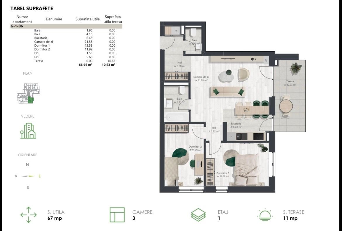 c54f3f0d213f4efa815c1efbf736d153 COM 0% Apartament superb cu 3 camere | Denya Forest