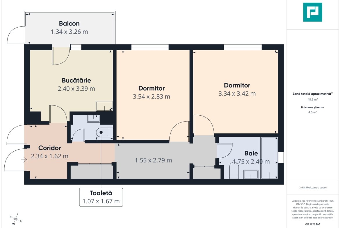Apartament 3 camere ,68 mp, Str.Moldovei-Rogerius