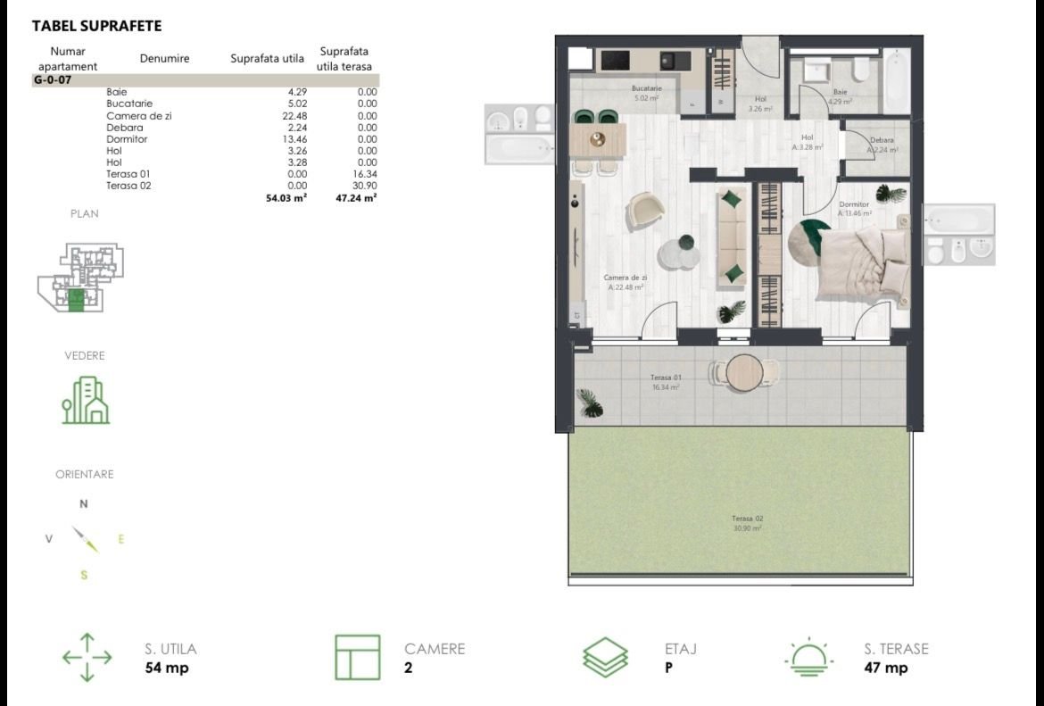 COM 0% Apartament nou cu 2 camere si gradina | Denya Forest