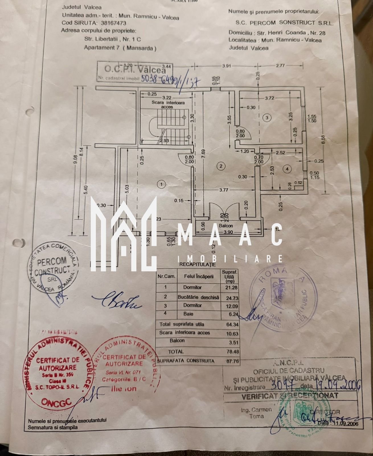 Apartament 2 camere de vânzare | Râmnicu Vâlcea, Central