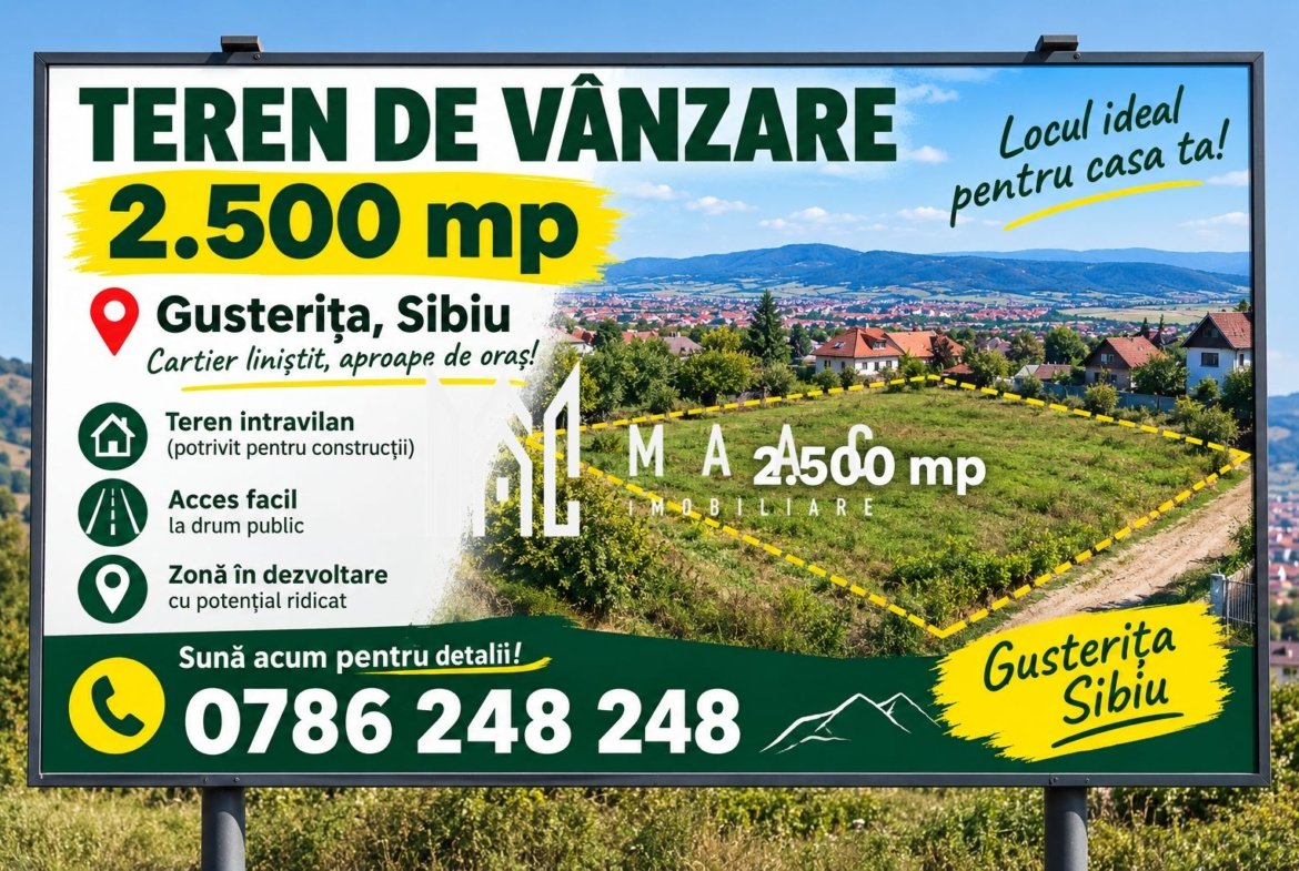 Teren intravilan de vânzare | Sibiu, Gusterița | 2500 mp