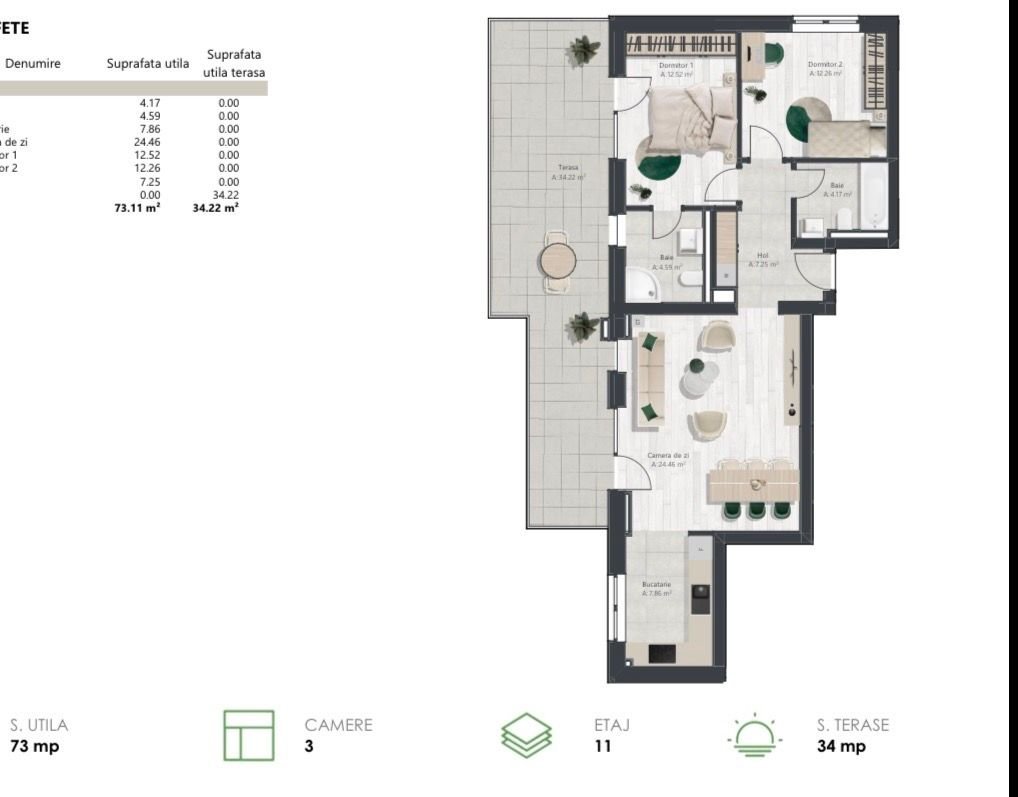 fdfddf83e26c4ddfb3ee85ef0654730b COM 0% Penthouse superb cu 3 camere | Denya Forest