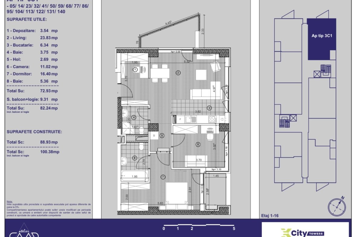 Apartament NOU, cu 3 camere în Timișoara, la XCity